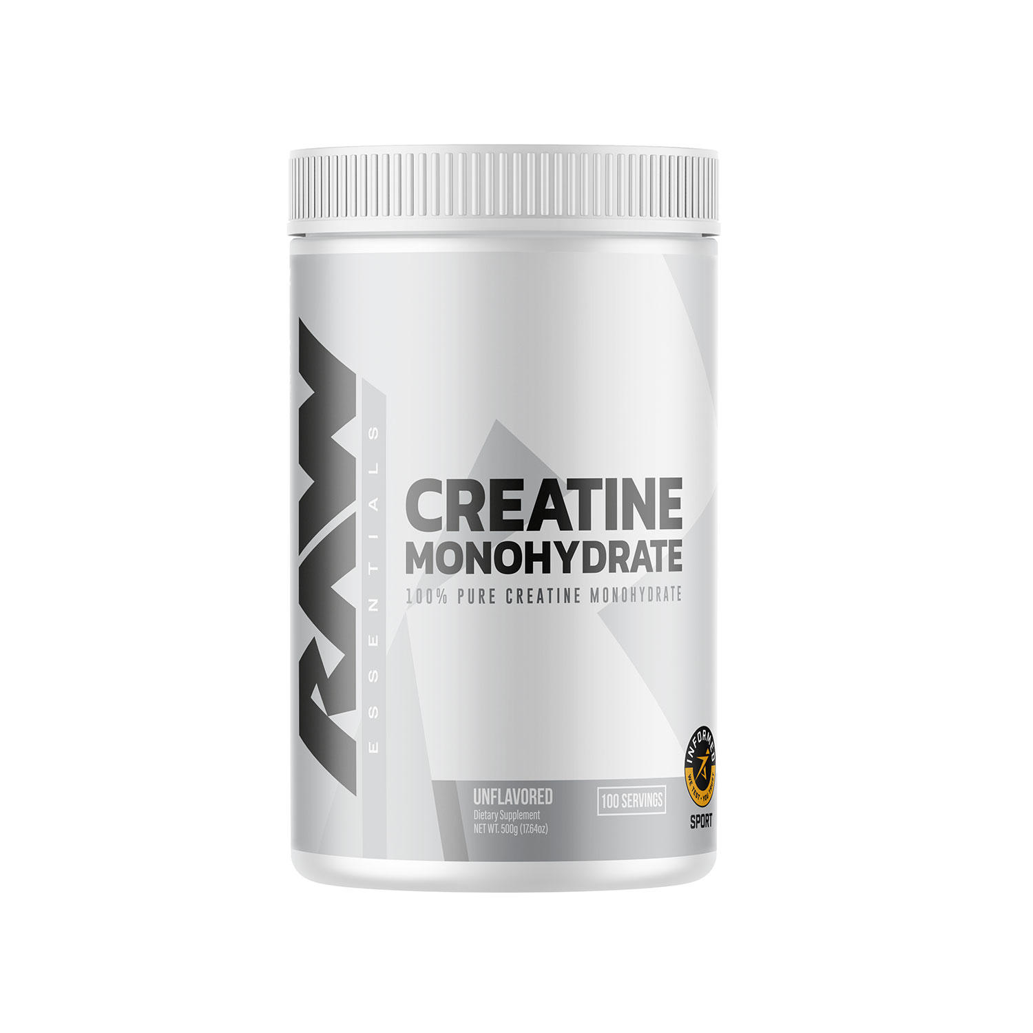 RAW Nutrition Creatine Monohydrate Powder, Unflavored, 510g 100 Servings